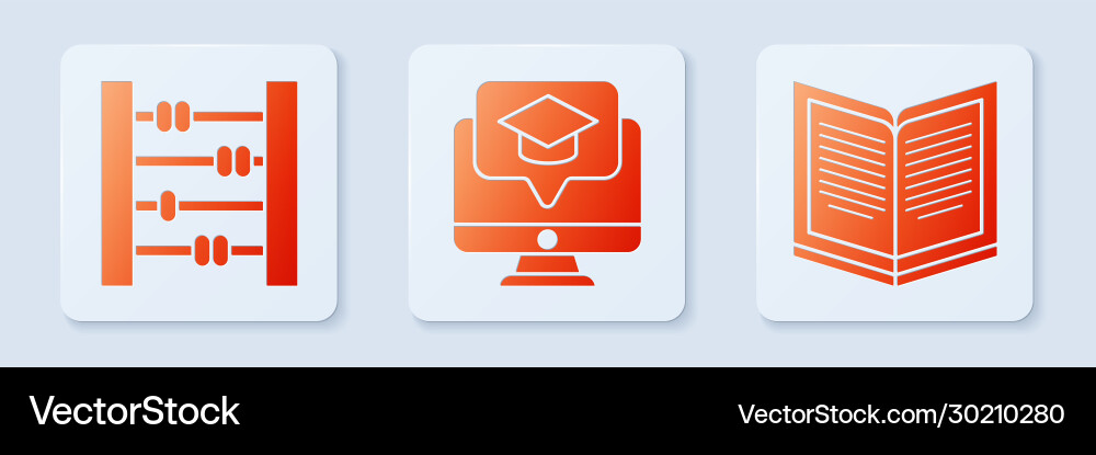 Set monitor with graduation cap abacus and open Vector Image