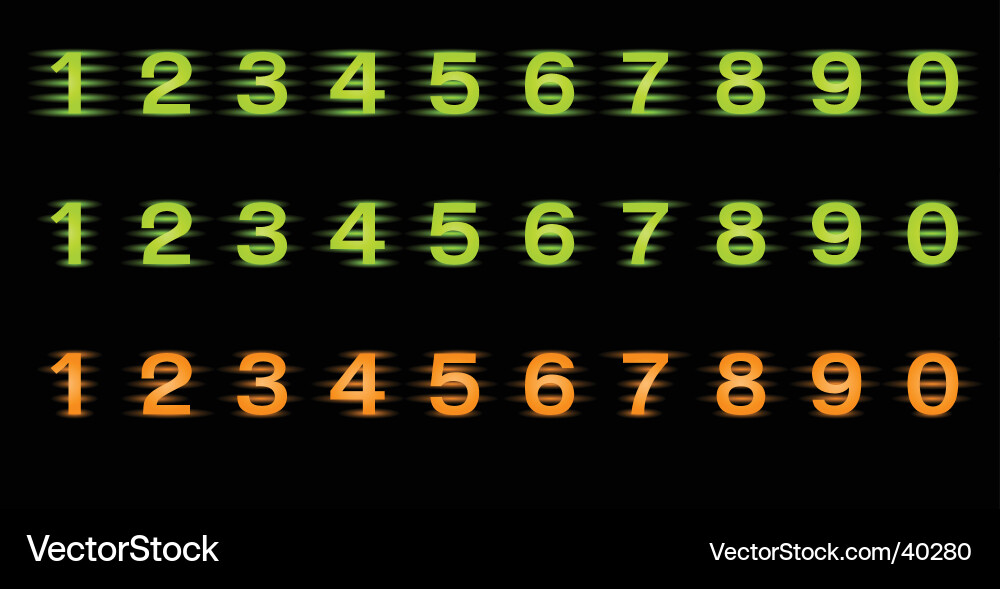 Set of illuminated numbers vector image