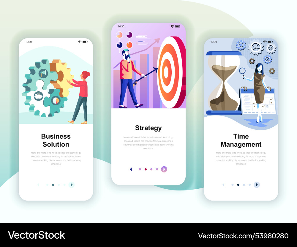 Set of onboarding screens user interface kit Set of onboarding screens user interface kit vector image