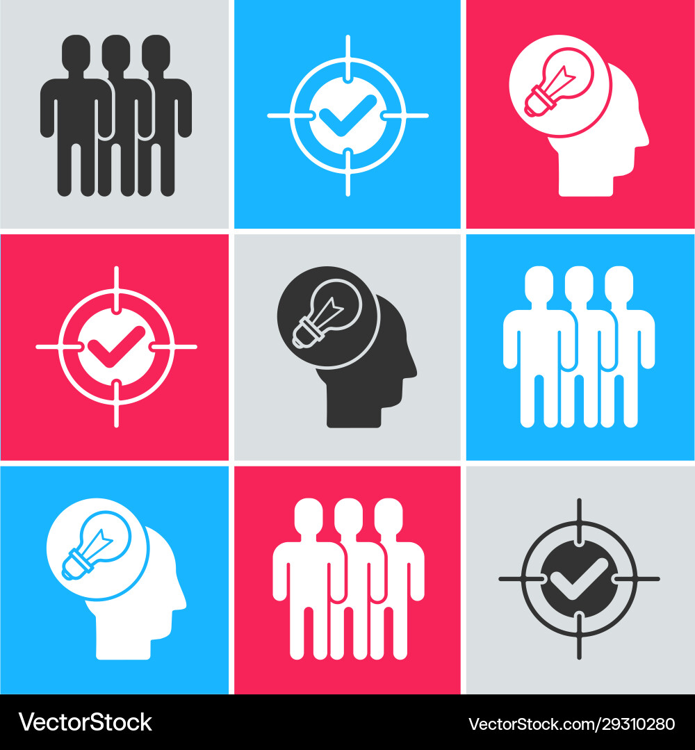 Set users group target and check mark human Set users group target and check mark human vector image