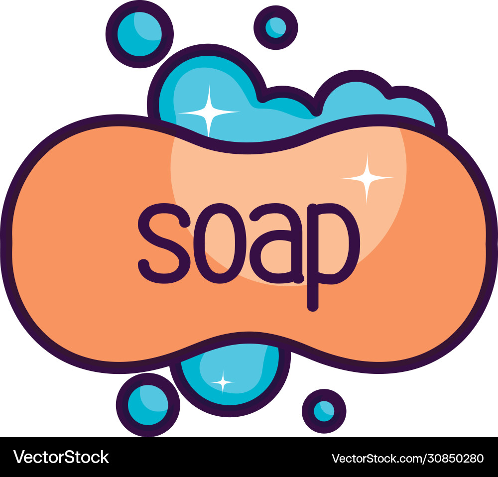 Soap bar with foam icon line color style Vector Image