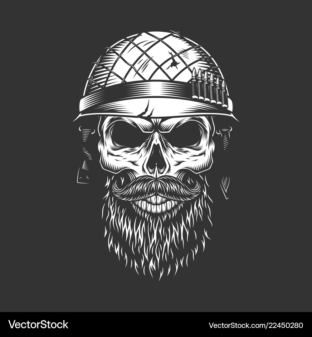 Vintage Soldier Skull with Helmet vector image