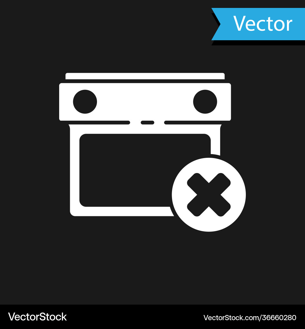 White calendar date delete icon isolated on black White calendar date delete icon isolated on black vector image