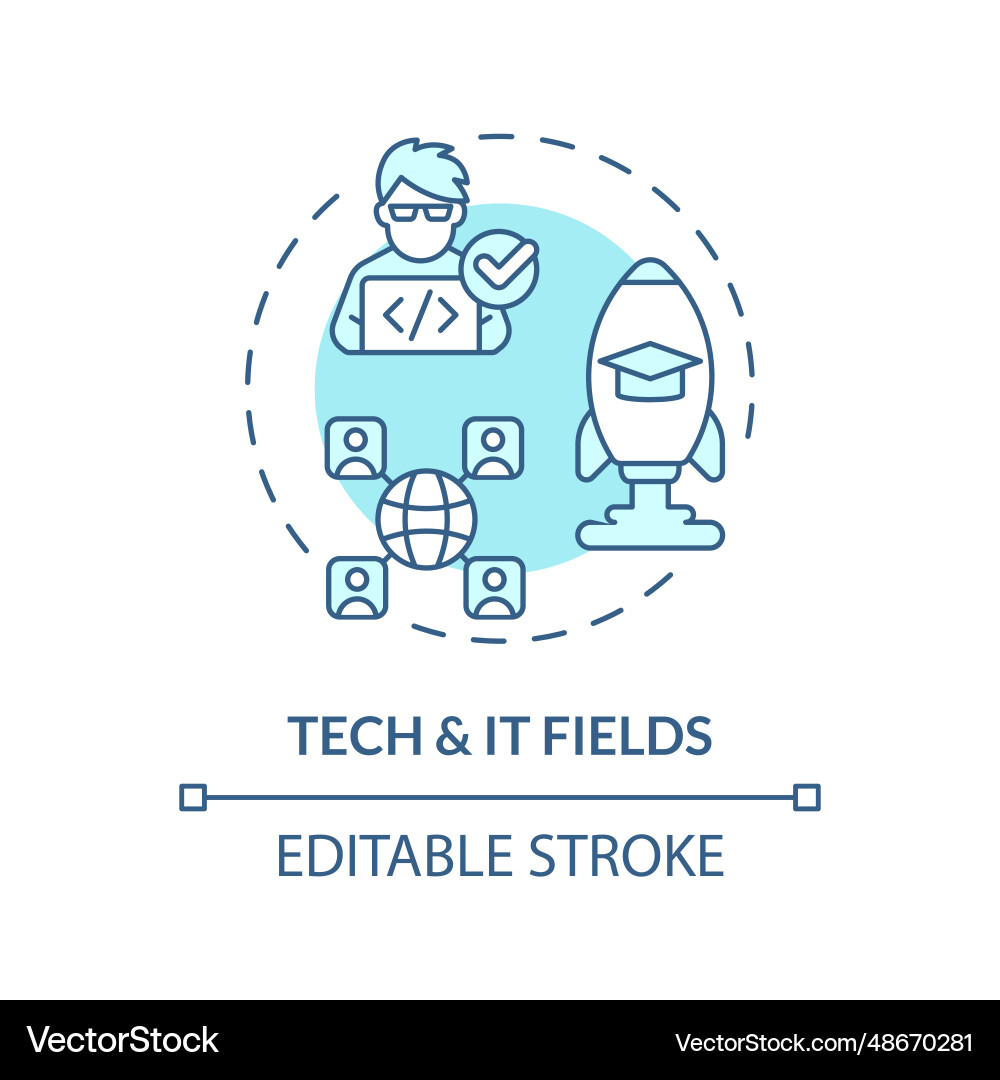 2d blue thin linear icon tech and it fields 2d blue thin linear icon tech and it fields vector image