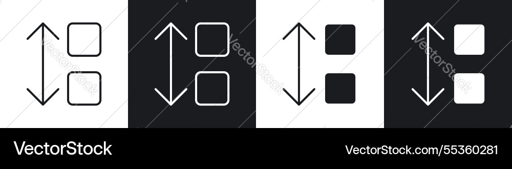Apps sort icons collection in black and white vector image