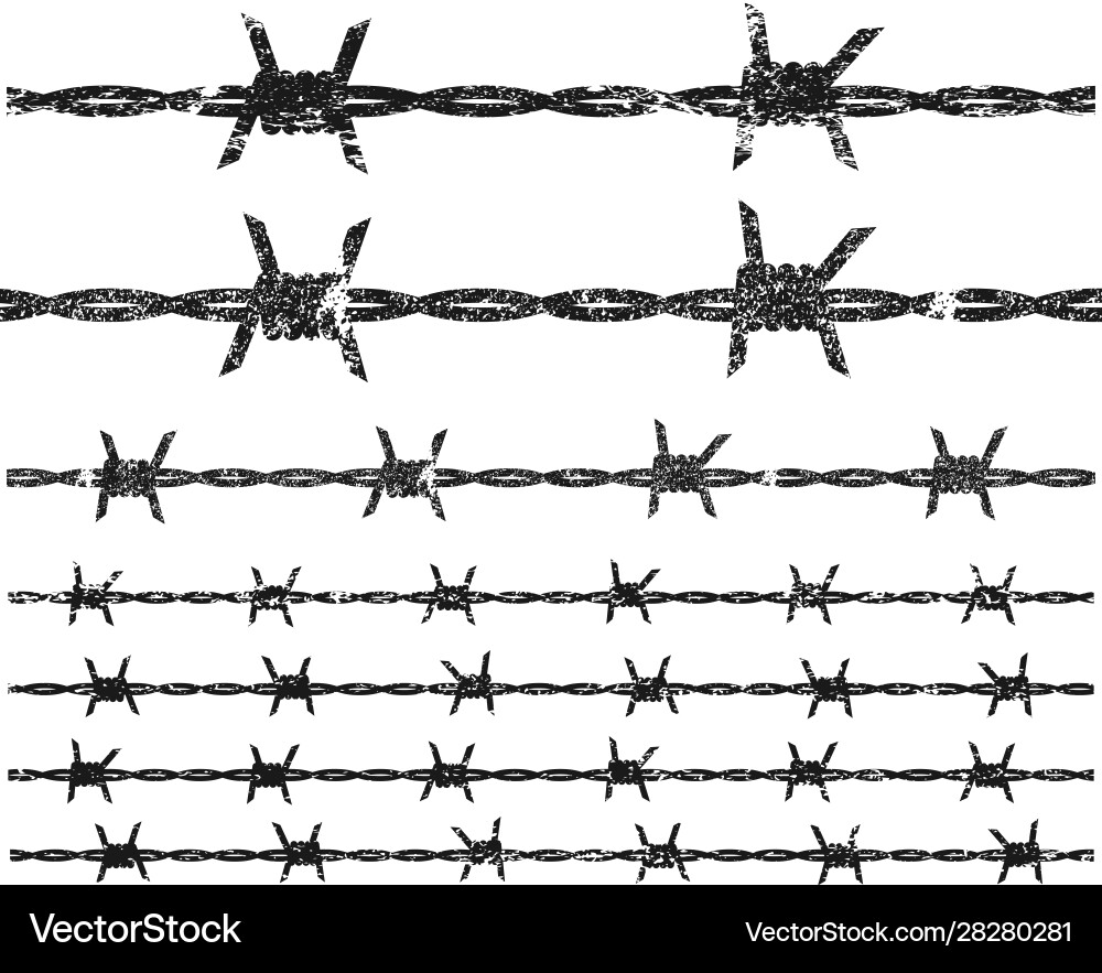Barbed wire grunge set collection – Royalty-Free Vector | VectorStock, image size:1000x883