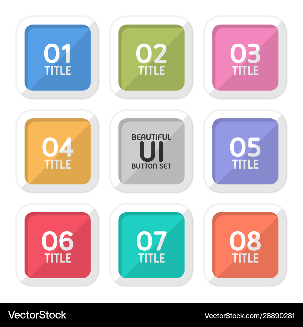 Beautiful user interface square button set Beautiful user interface square button set vector image