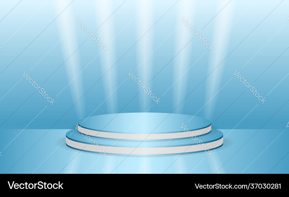 Blue empty mock up round scene 3d podium Blue empty mock up round scene 3d podium vector image