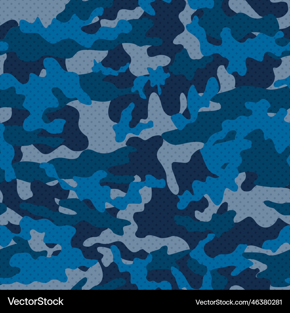 Camouflage blue seamless pattern Royalty Free Vector Image