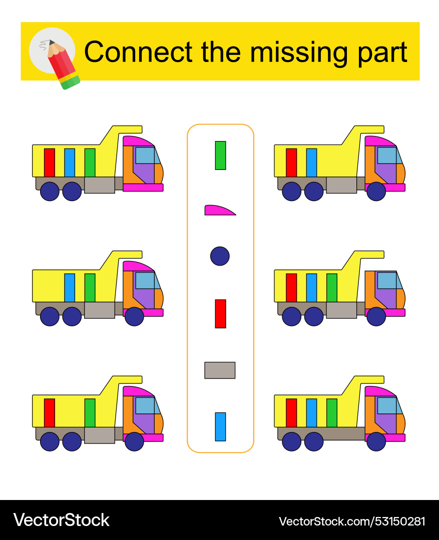 Connect the missing part attention task for kids Connect the missing part attention task for kids vector image