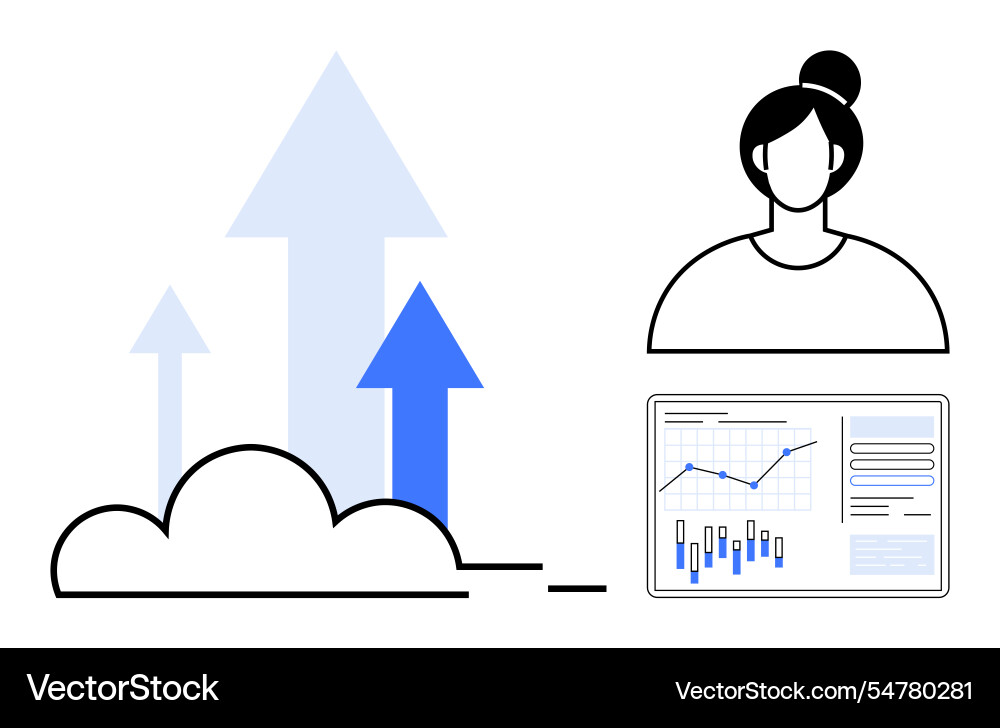 Digital analytics progress with increasing arrows Digital analytics progress with increasing arrows vector image