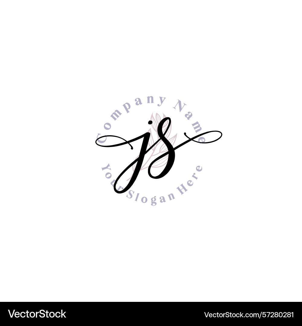 Floral monogram logos with js initials Floral monogram logos with js initials Vector Image