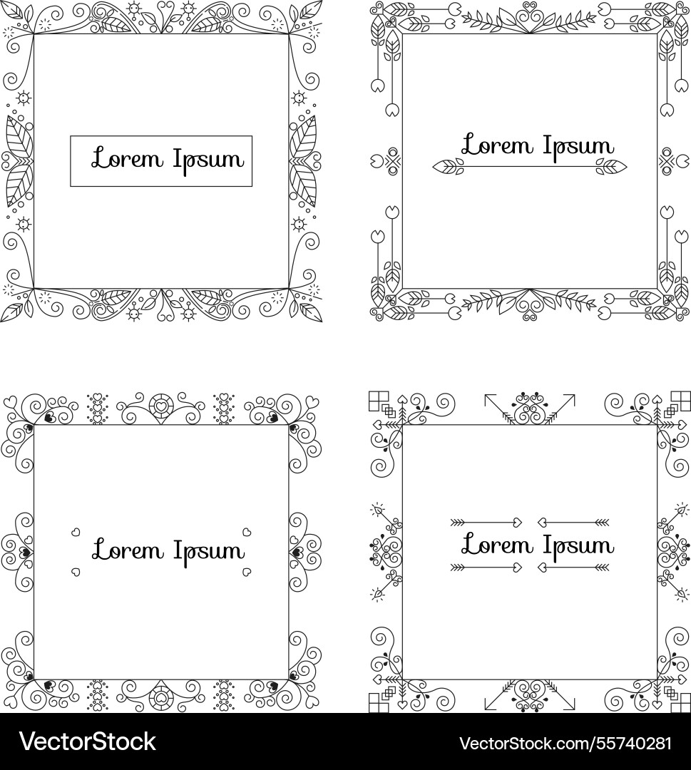 Frame collection with lineal style Vector Image