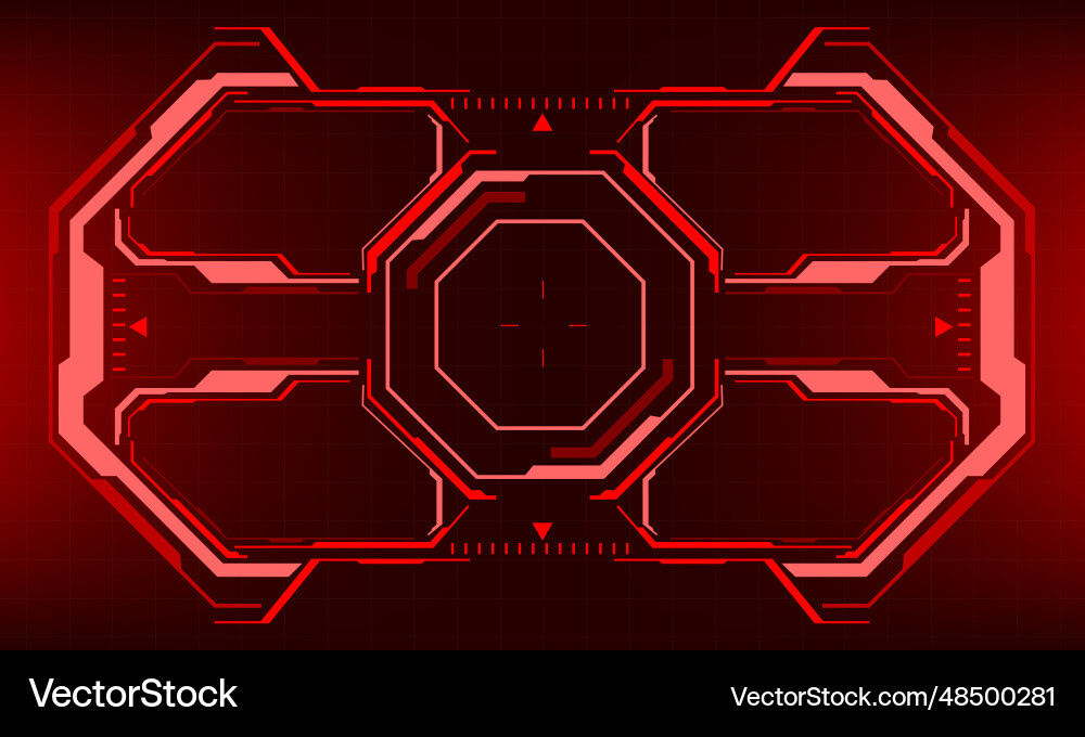 Hud sci-fi interface screen view red geometric Hud sci-fi interface screen view red geometric vector image