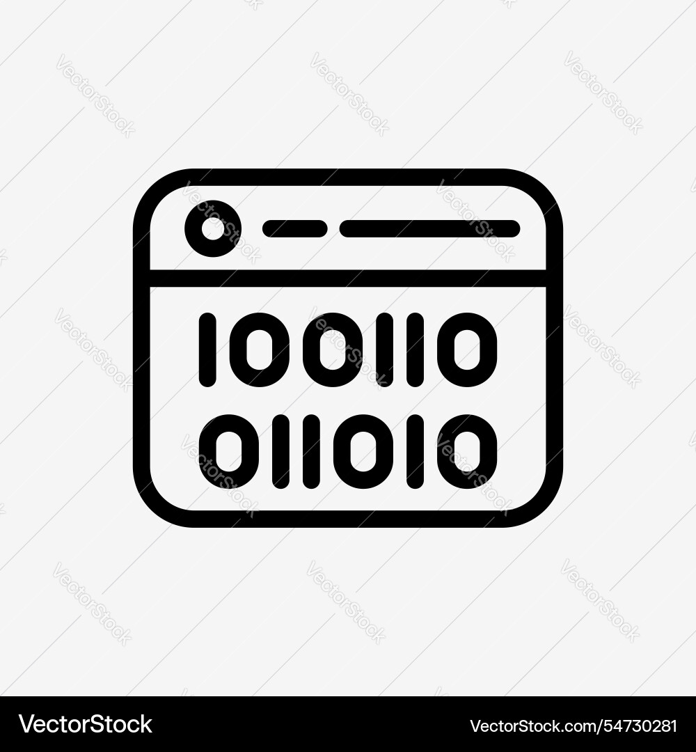 Icon line web window panel with binary code Icon line web window panel with binary code vector image