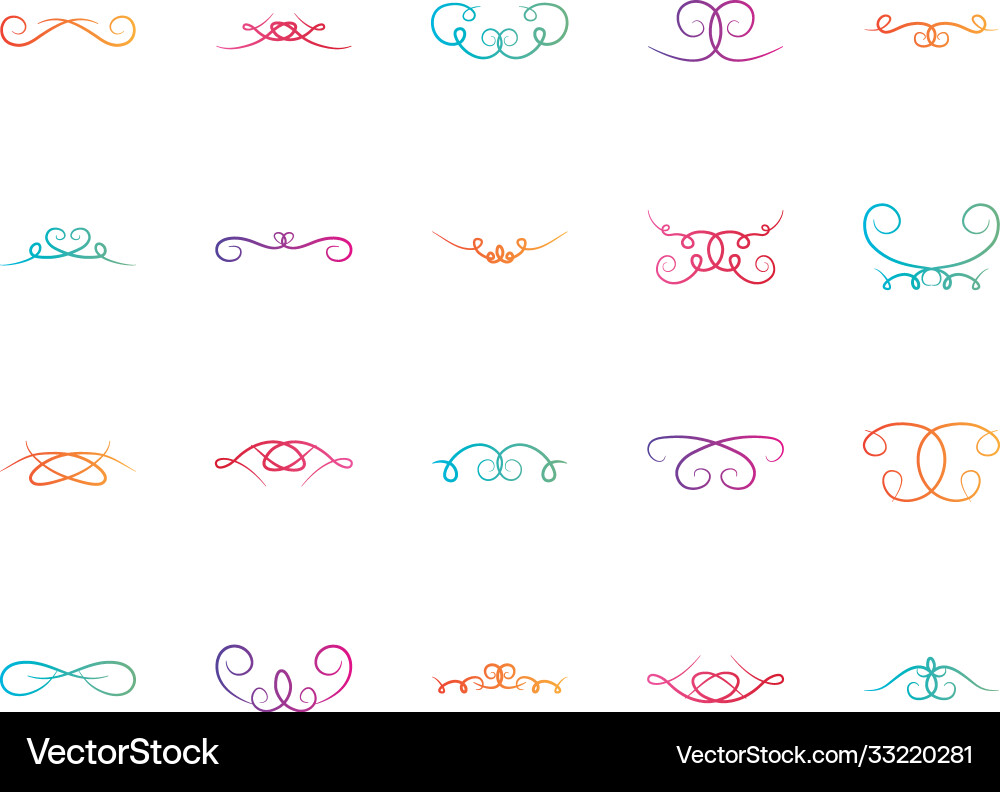 Icon set curl and swirl dividers flat style Icon set curl and swirl dividers flat style vector image