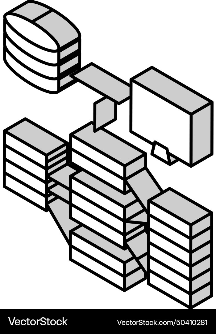 Indexing data database isometric icon Indexing data database isometric icon Vector Image
