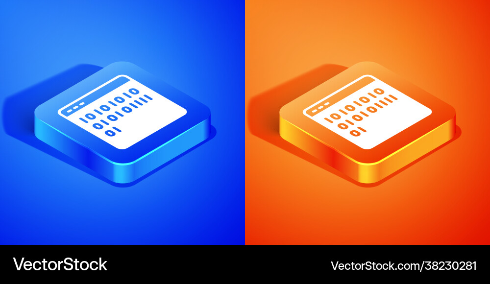 Isometric binary code icon isolated on blue Isometric binary code icon isolated on blue vector image