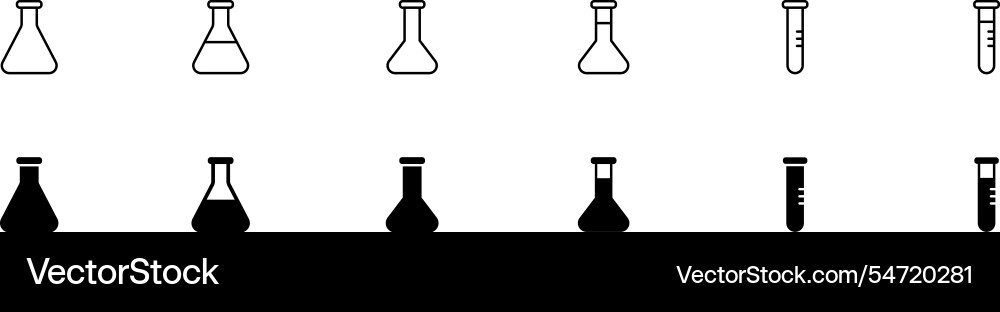 Laboratory flask icon set lab beaker Vector Image