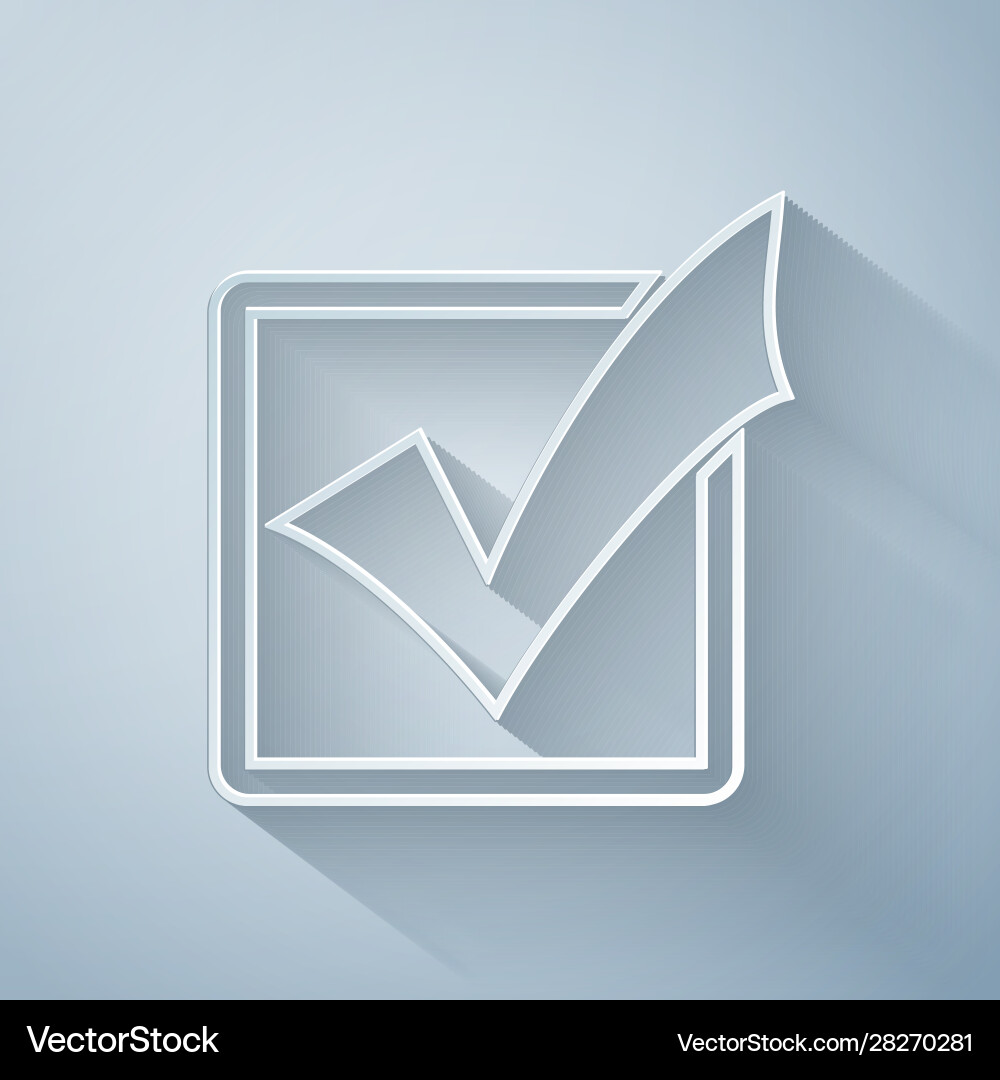 Paper cut check mark in a box line icon isolated Paper cut check mark in a box line icon isolated vector image