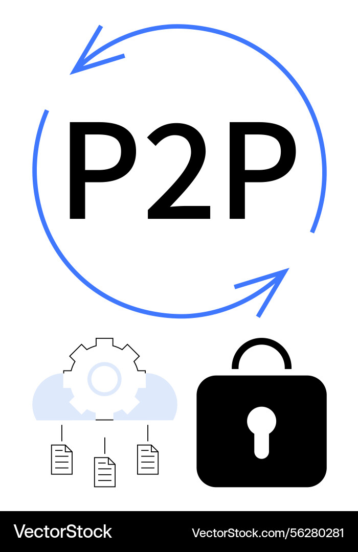 Peer-to-peer connectivity with file sharing Peer-to-peer connectivity with file sharing vector image