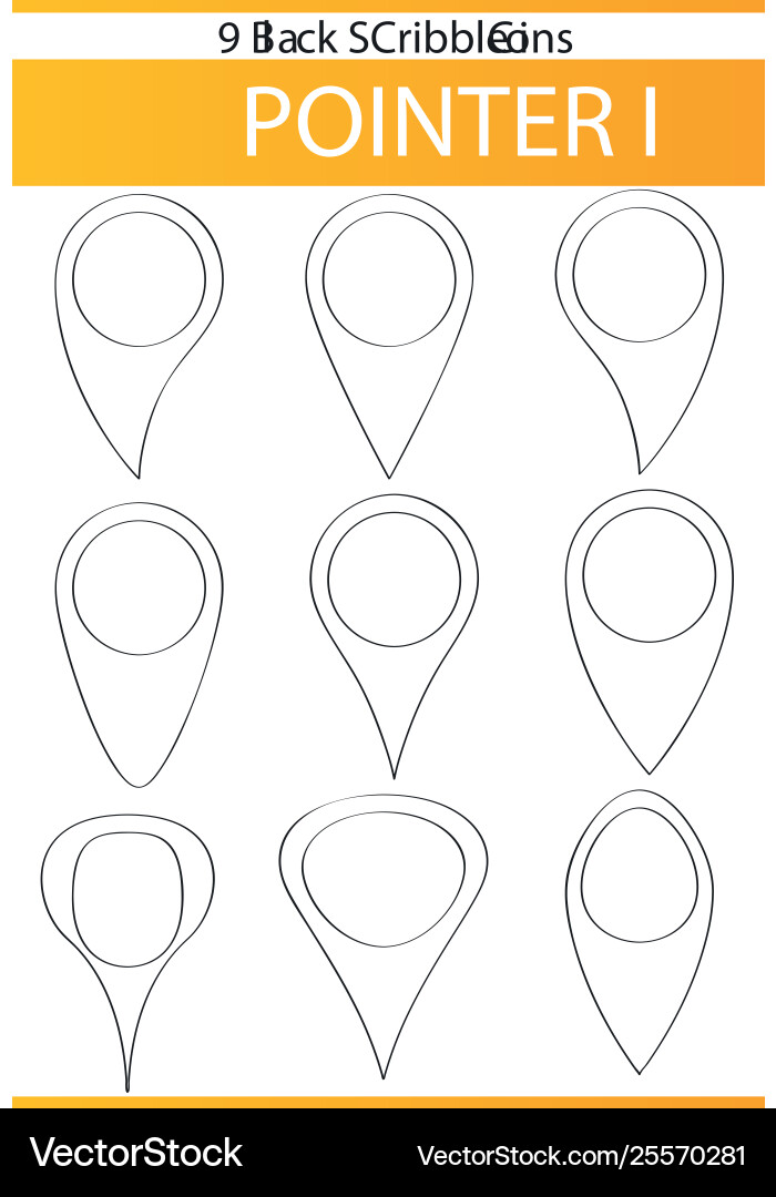 Scribble black icon set pointer i vector image