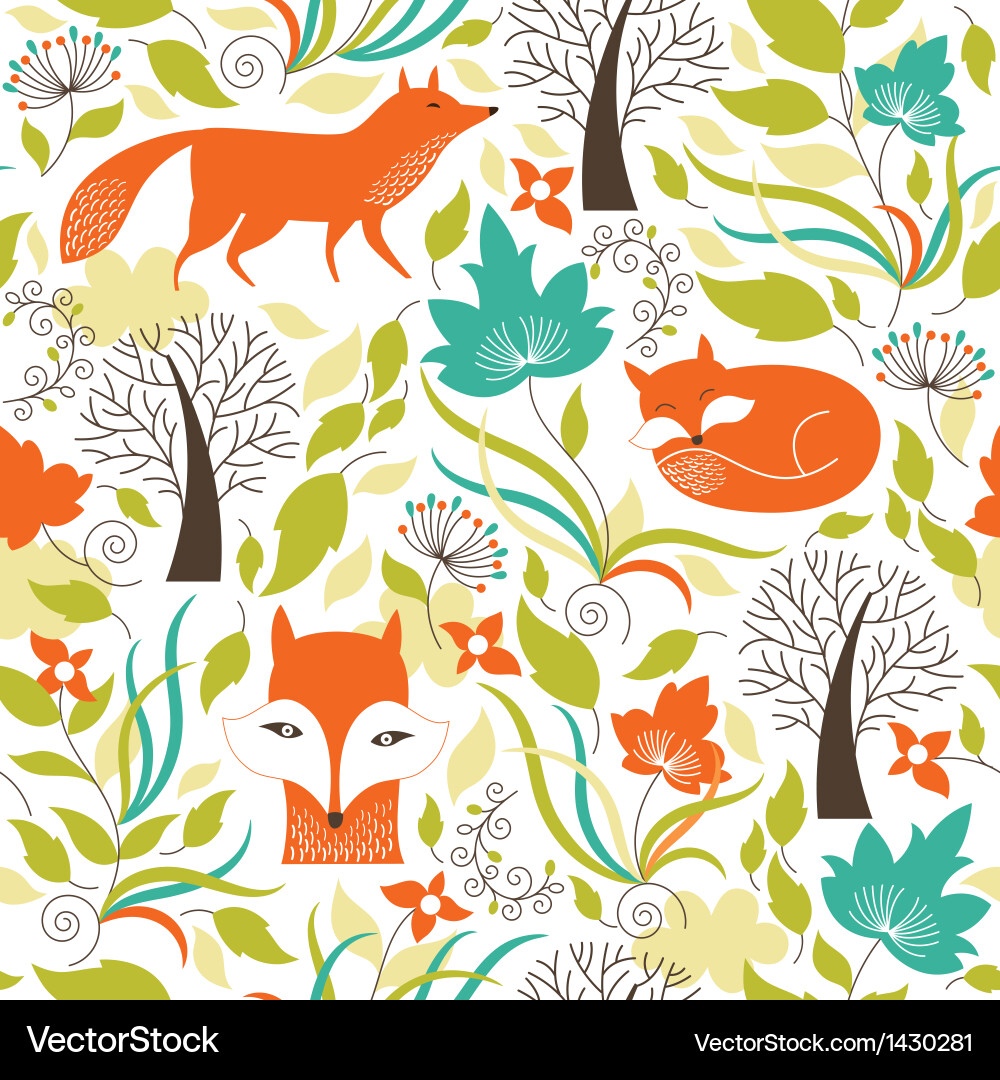 Seamless pattern with a foxes Royalty Free Vector Image