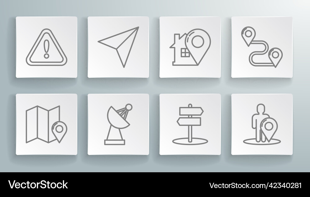Set line folded map with location marker paper Vector Image