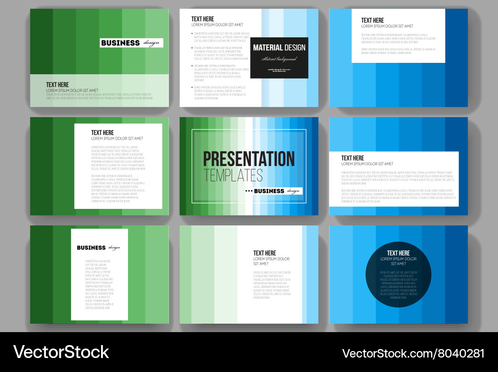 Set of 9 templates for presentation slides vector image