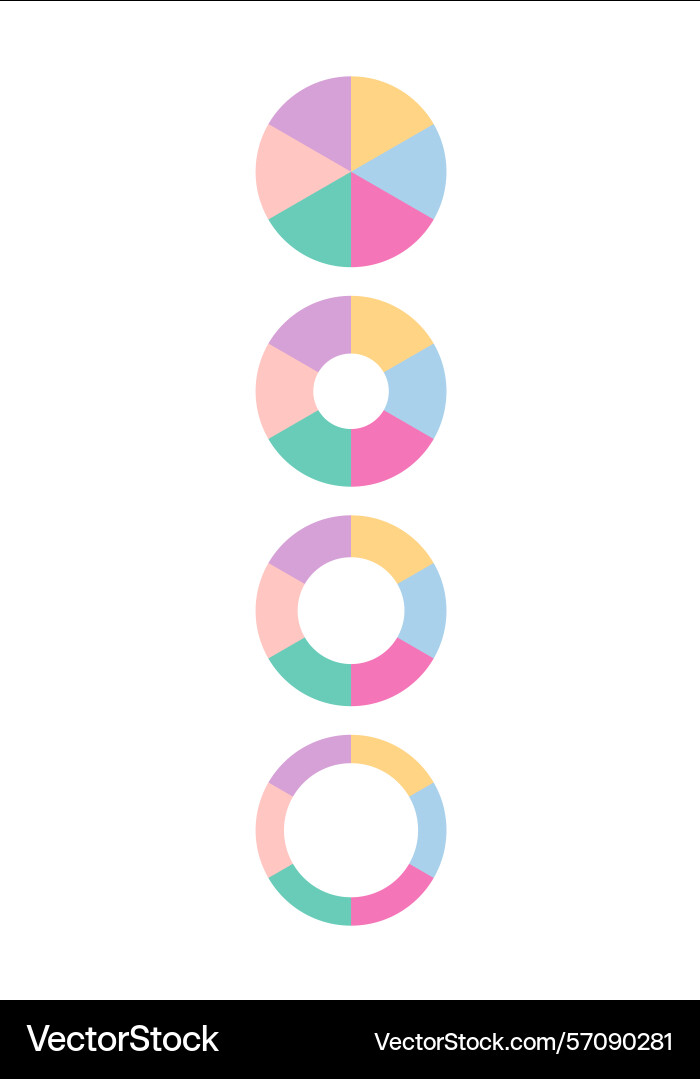 Set of round structure chart six multicolor Vector Image