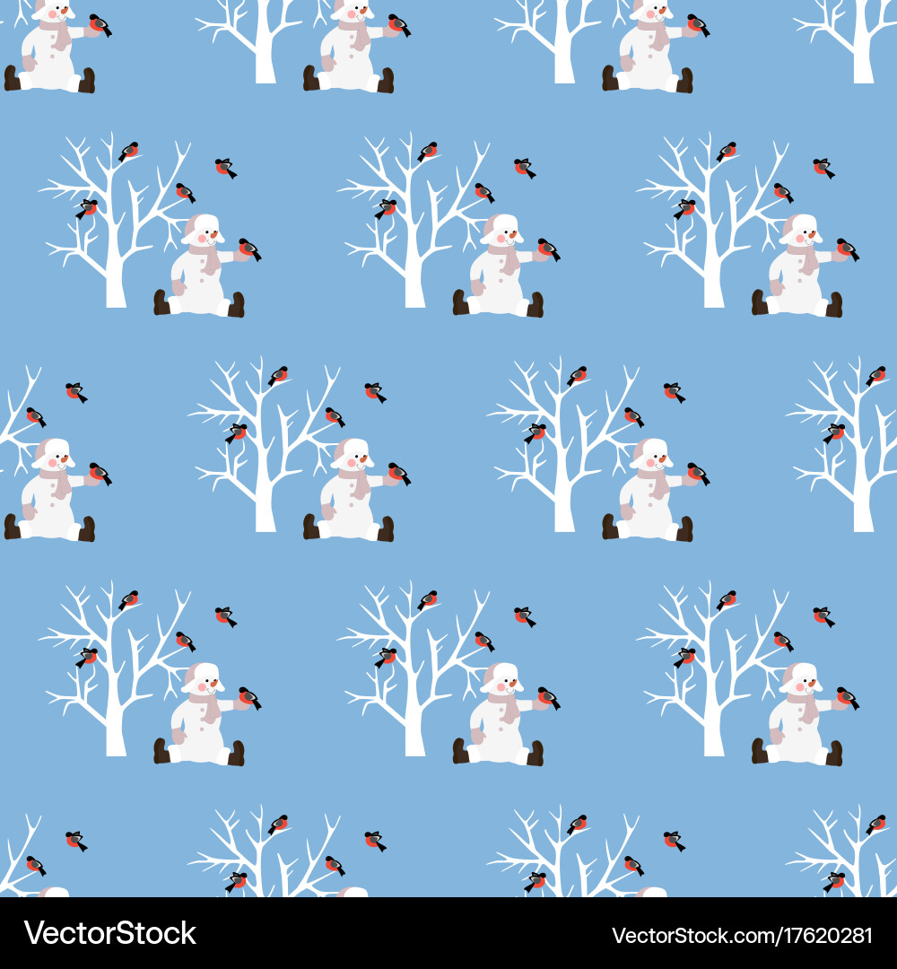 Snowman seamless pattern vector image