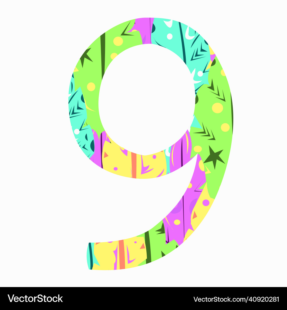 Stylized number nine with an abstract pattern Stylized number nine with an abstract pattern vector image