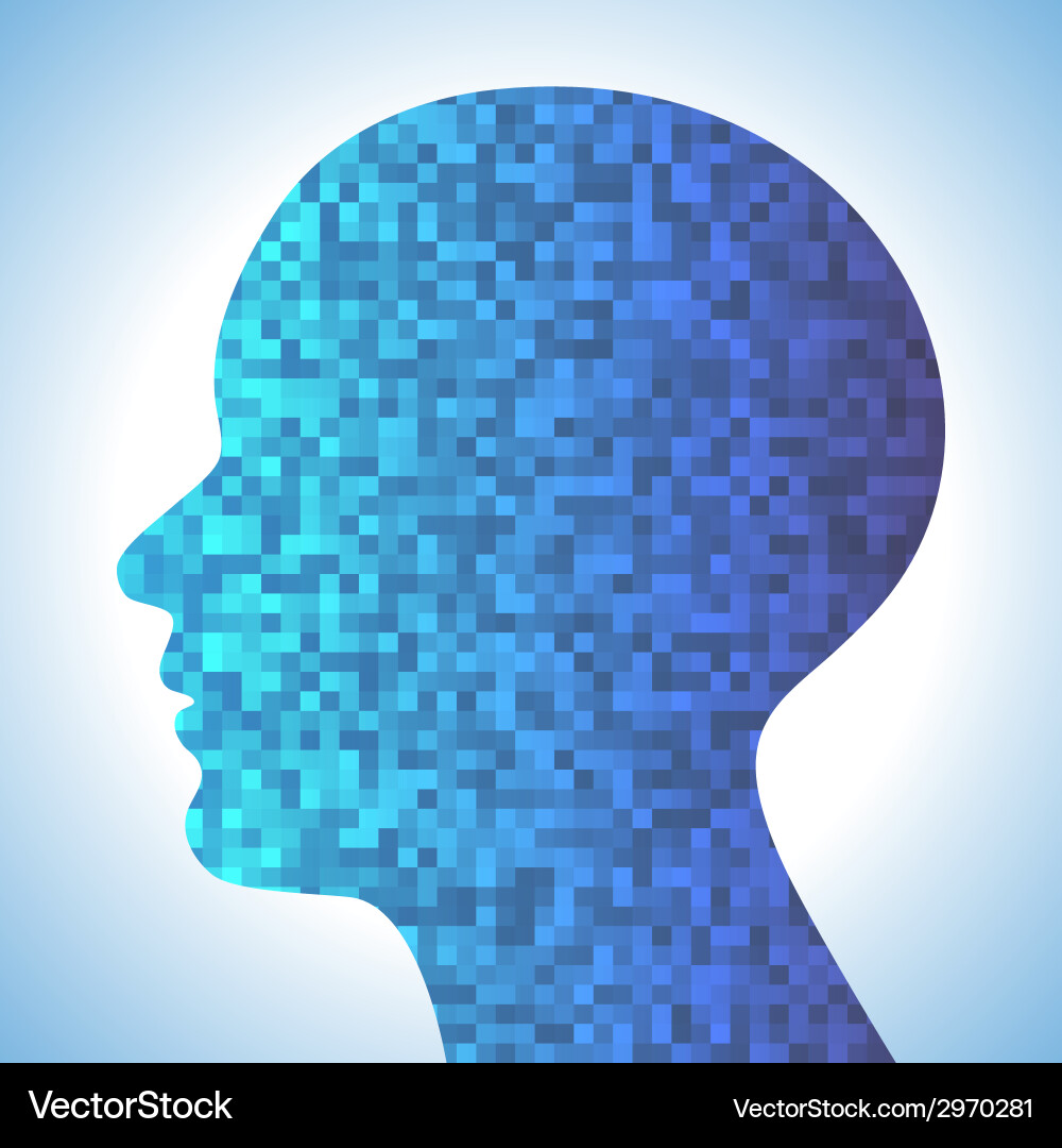Technology blue background with pixeated profile vector image