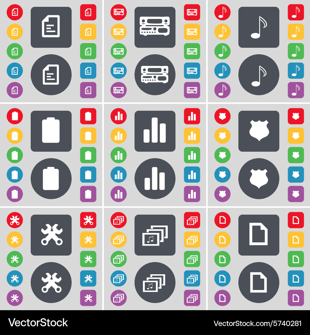 Text file record-player note battery diagram vector image