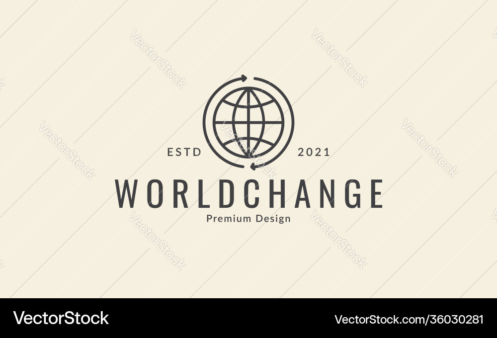 Universal globe world line with rounded arrows Vector Image