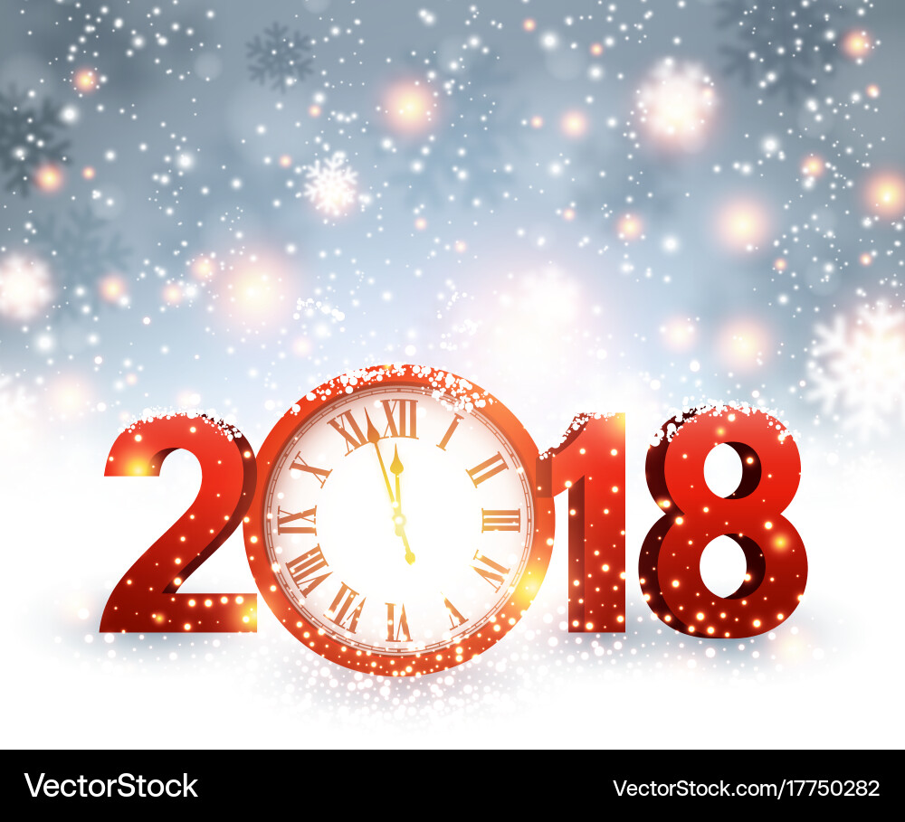 2018 new year background with clock vector image