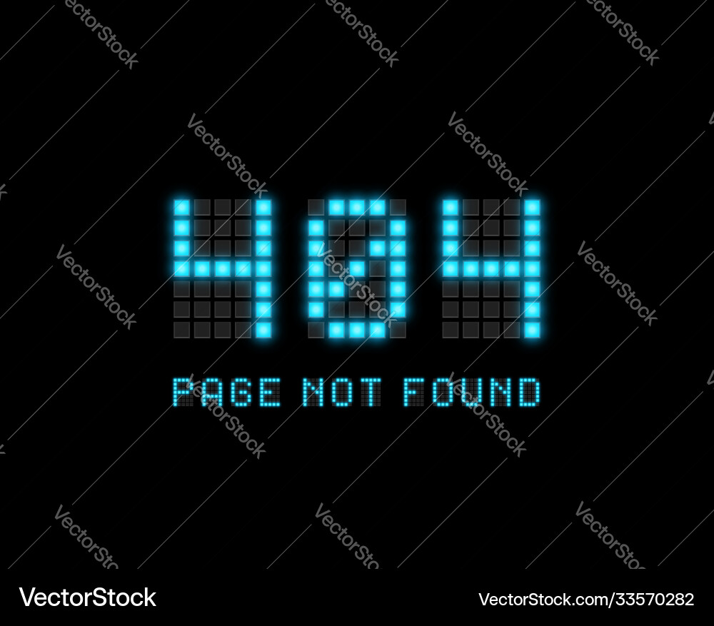 404 page not found text written with realistic vector image