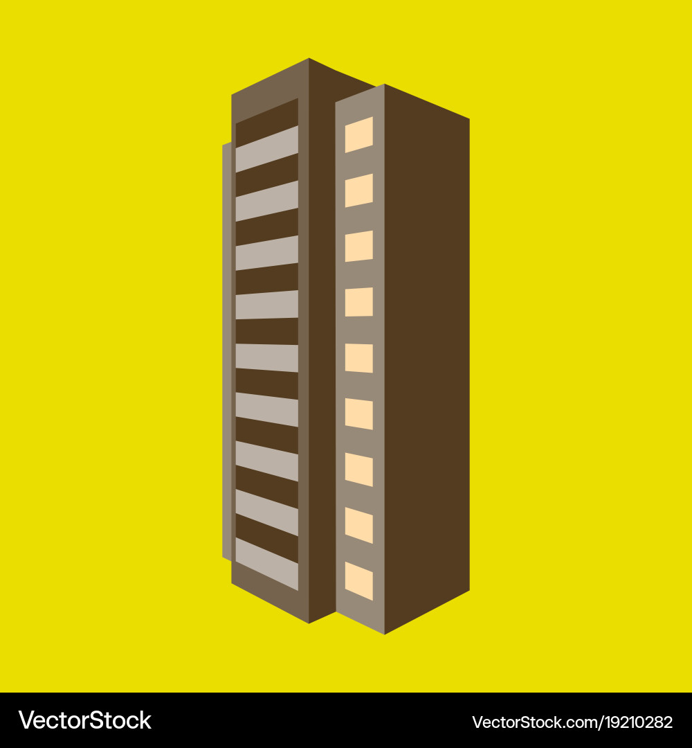 A modern multi-storey building with complex vector image