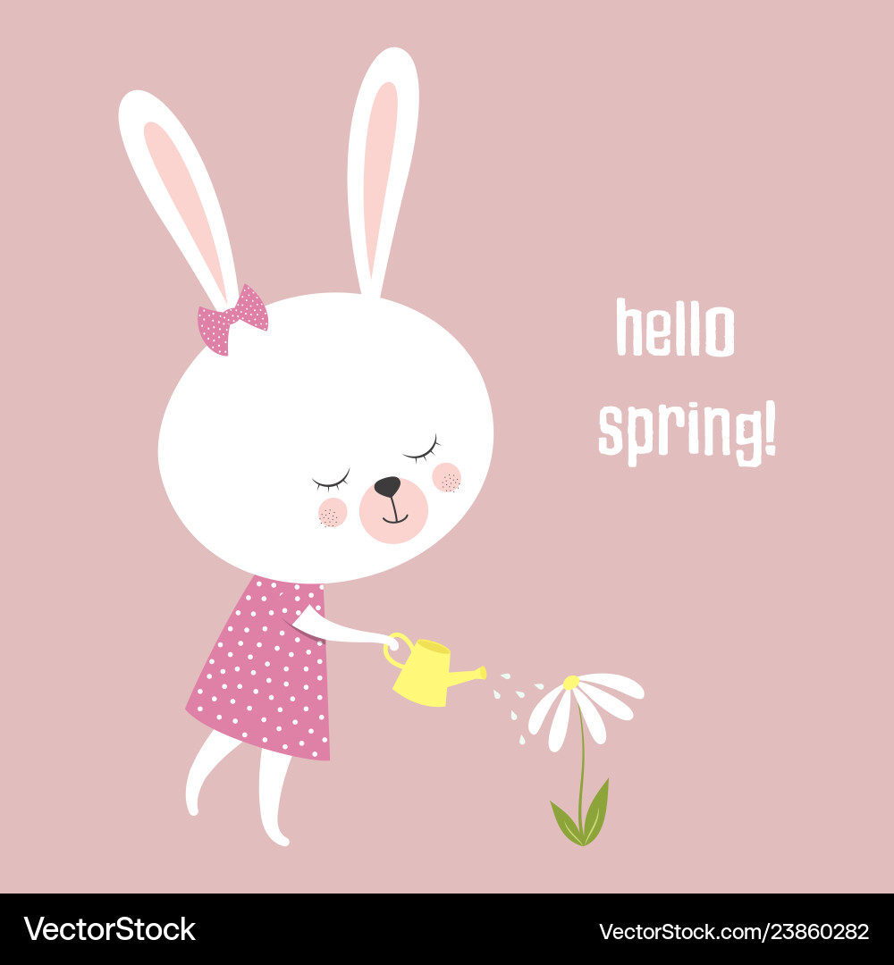 Bunny hello spring Vector Image