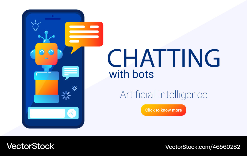 Chatting bot flat style banner for web using Chatting bot flat style banner for web using vector image