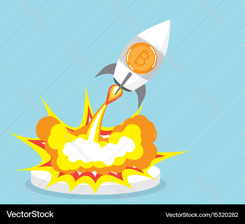 Cryptocurrency Rocket Launch – Royalty-Free Vector | VectorStock