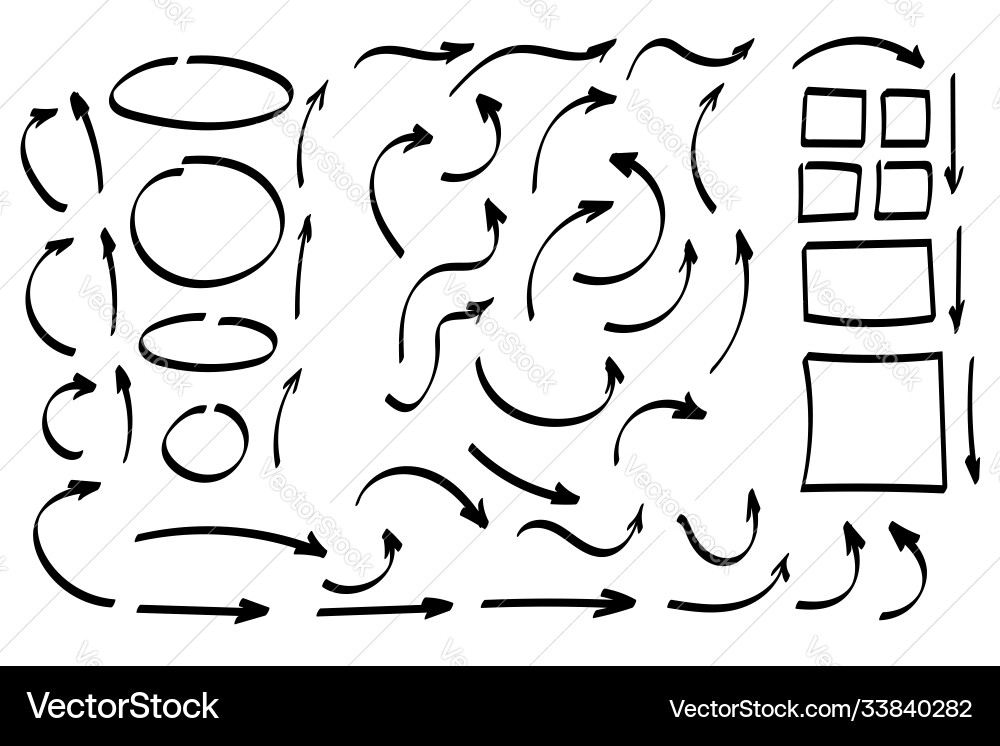 Doodle symbols pointer icons graphic Doodle symbols pointer icons graphic vector image