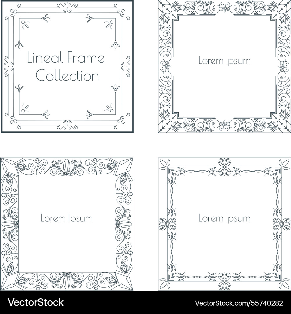 Frame collection with lineal style Vector Image