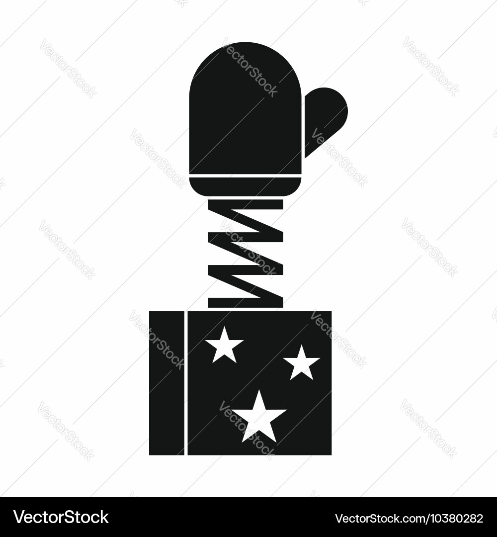 Hand on spring in box icon simple style vector image