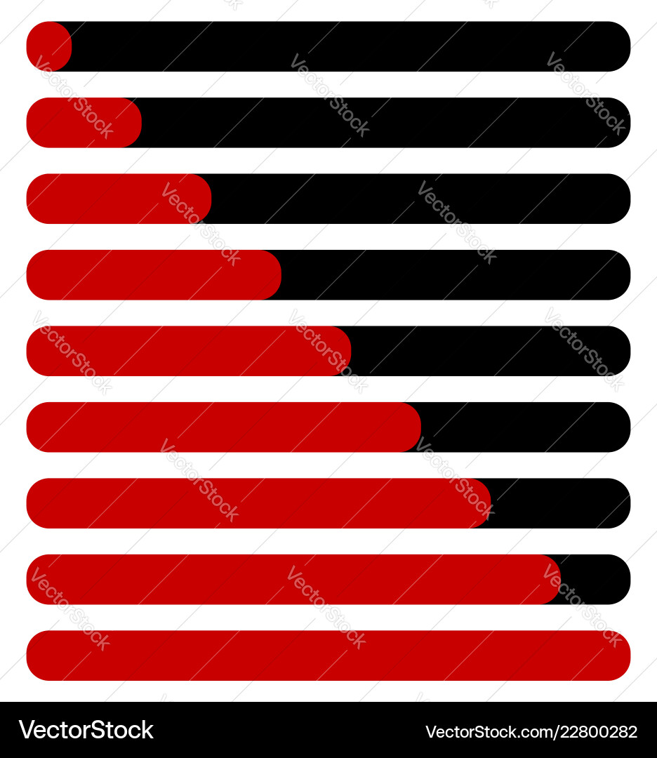 Horizontal progress loading bars steps phases Horizontal progress loading bars steps phases vector image