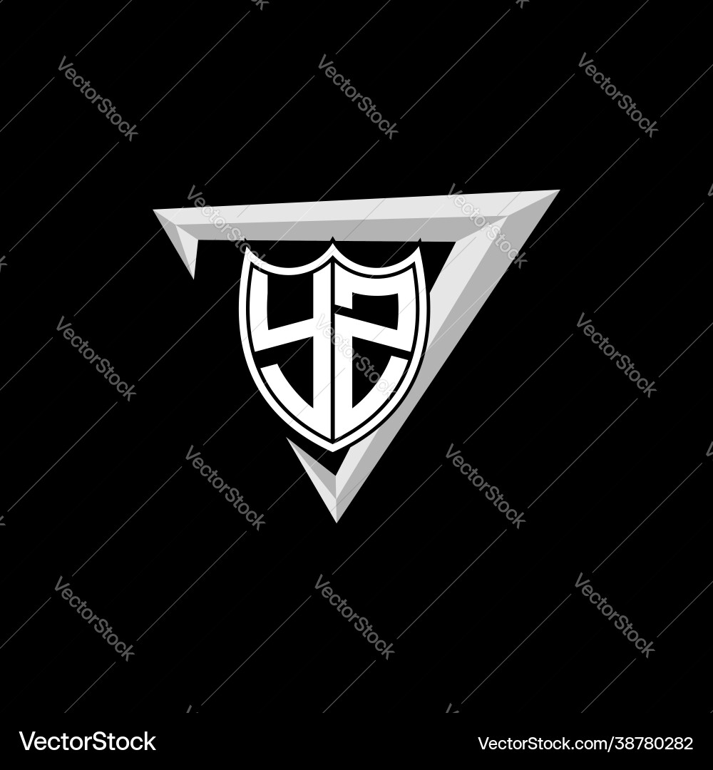 Initial letter y z shield shape with triangular Initial letter y z shield shape with triangular vector image