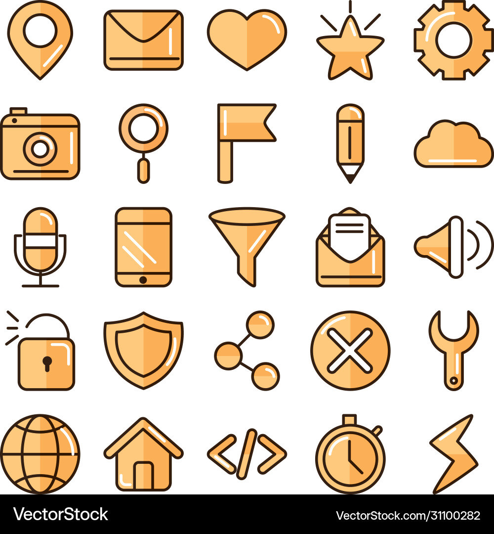 Interface internet web technology digital icons vector image