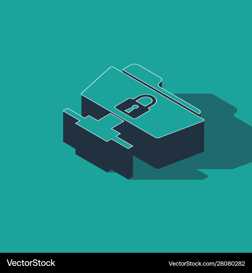Isometric ftp folder and lock icon isolated Vector Image