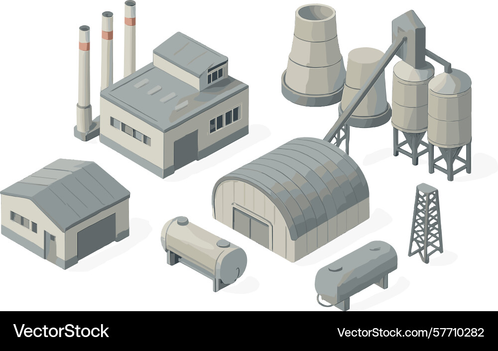 Isometric of factory structures Vector Image