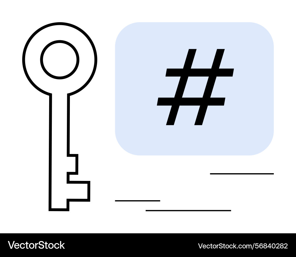 Key and metadata tag symbolizing digital security Vector Image